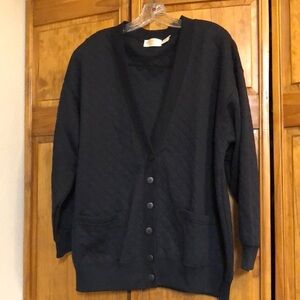 Huntington Ridge Black Quilted Grandpa Cardigan 18W